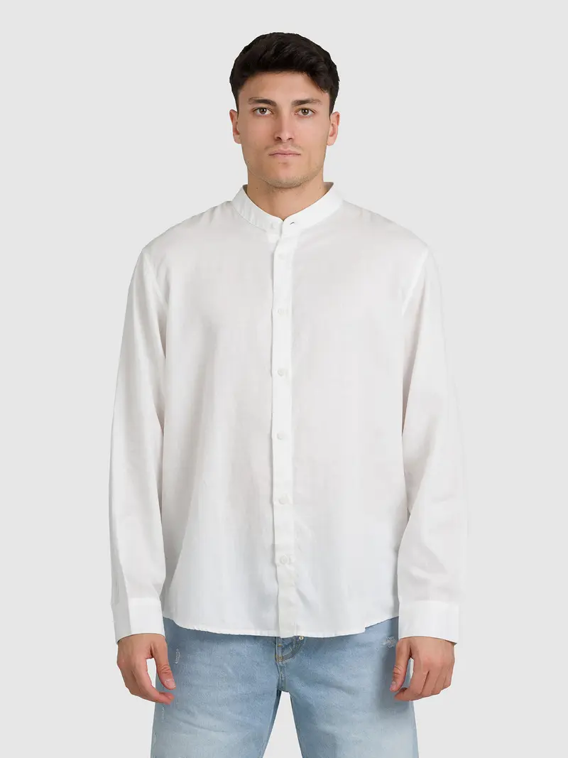 CAMICIA LINO-COTONE COLLO KOREANO