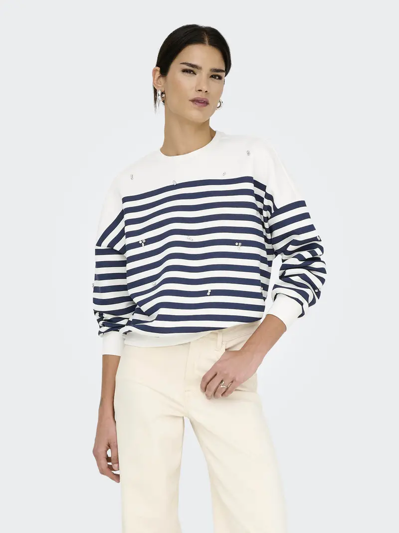 FELPA ADELE STRIPES APPLICAZIONI