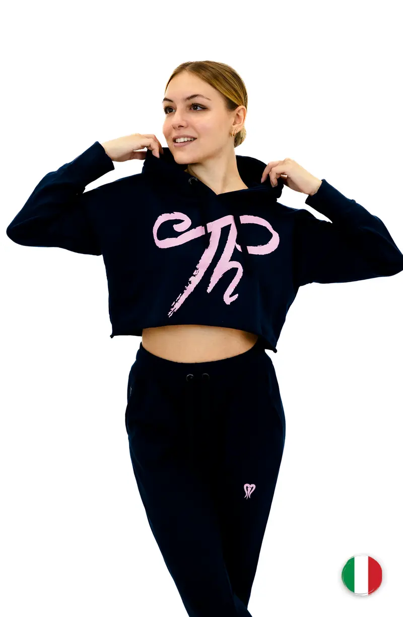 Felpa cropped con cappuccio