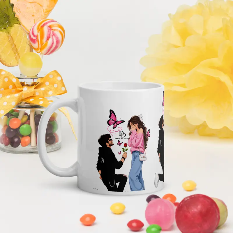 White glossy mug