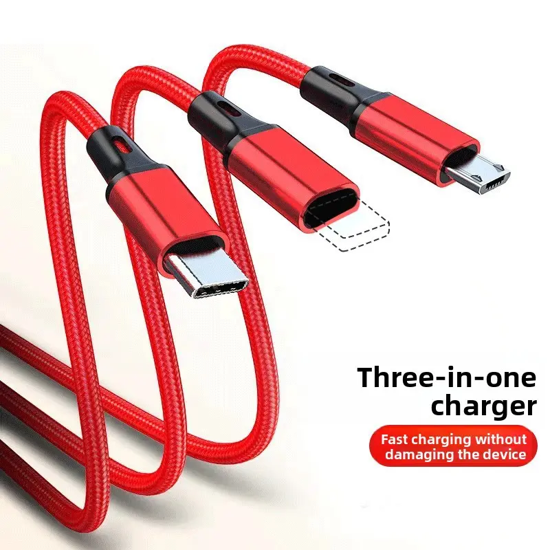Woven One-To-Three Data Cable